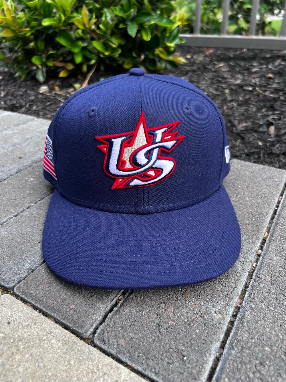 New Era USA 59Fifty Navy Blue World Baseball Fitted Mens Cap 7 1/4